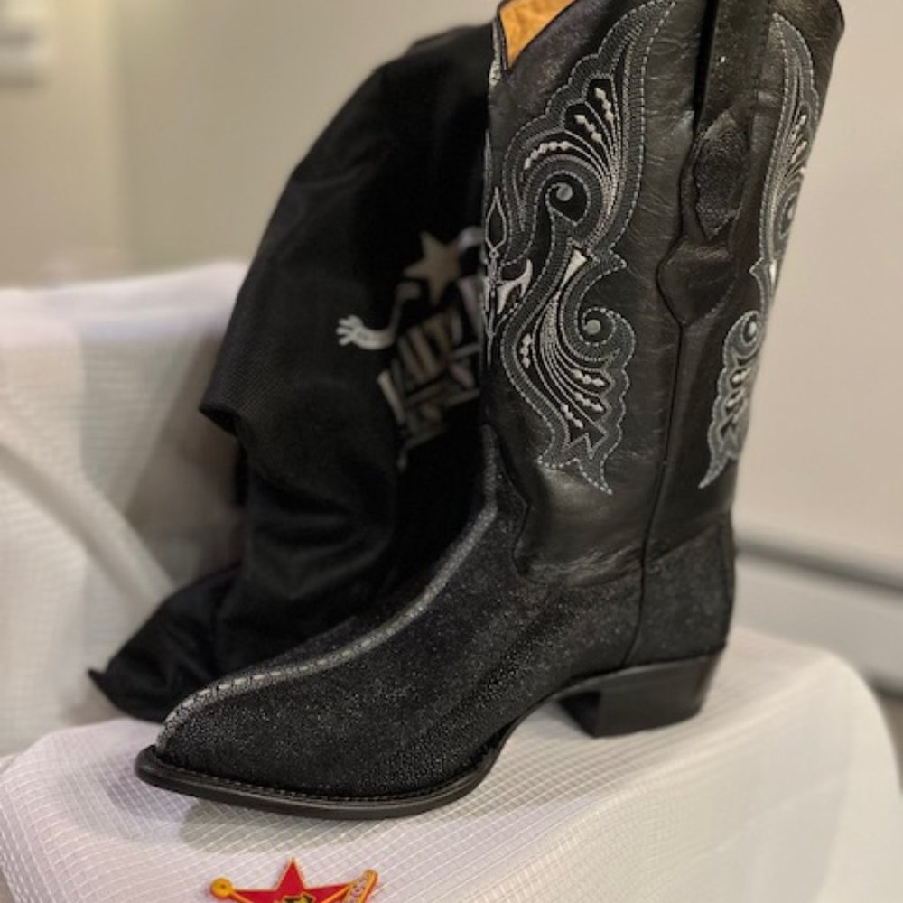 Los Altos Custom 30/105 Genuine Stingray & Genuine Black Leather Western Boots